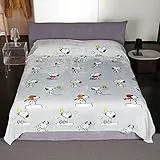 Kanguru, coperta matrimoniale Snoopy, coperta pile, microfibra per letto matrimoniale effetto coperta morbida pelosa, calda e morbida, plaid matrimoniale grigio 230x230 cm