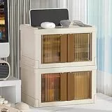 Glovios Contenitori Plastica con Coperchio, 2 Pezzi 2.7L Piccola Scatole di Immagazzinaggio Plastica, Trasparente Scatola Portaoggetti Pieghevole per Armadio/Giocattoli/Libri-22 x 15.5 x 13 cm