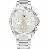 Tommy Hilfiger Orologio Analogico Multifunzione al Quarzo da Donna con Cinturino in Acciaio Inossidabile Argentato - 1782384