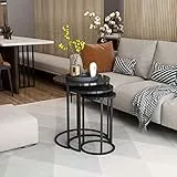 Homemania Gloria - Tavolino da caffè con ripiani in melamina, 50 x 50 x 58 cm, colore: Nero