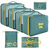 AiQInu Organizer Valigie 7 Pezzi Set,Waterproof Packing Cube Set Viaggio Organizer per i Vestiti,Scarpe,Intimo
