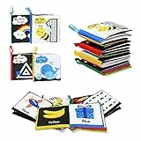 BelleStyle Libro di Stoffa per Neonati, 4 Pezzi Libri per Neonati 0-3 Mesi, Libro Sensoriali Giochi Montessori Libri di Attività in Bianco e Nero Libro Tattile Giocattolo Regali per Bambini, Bambino
