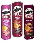 Pringles Mix Prawn Cocktail, Smokey Bacon e Texas BBQ Sauce Patatine Edizioni Limitate 165g [3 Confezioni]