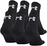 Under Armour Adult Training Cotton Quarter Socks, 3-Pairs , Black 2 , Shoe Size: Mens 4-8, Womens 6-9