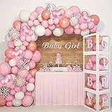 143Pezzi Gender Reveal Palloncini Kit Arco Baby Shower Party Deco Ragazza Girl Rosa BABY Casella AZLettera per Decorazioni Festa Nascita Bimba Gender Reveal Ballon Baby Shower Benvenuto Compleanno