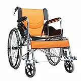CNMJI Sedia a rotelle Pieghevoli Autospinta, Leggerissima Sedia da Viaggio Deambulatori fissi, su Ruote e Accessori Telaio Robusto e ergonomico per transito Anziani e disabili,Arancia