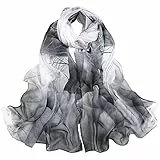 Digitek per Foulard Donna in Chiffon - Sciarpa da Donna Stampa Capelli Leggero Lungo Elegante Scialle di Protezione Solare Scarf,50×160cm (Bianco Nero)