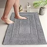 DUNSOO Tappetino da bagno, antiscivolo, lavabile, morbido, assorbe l'acqua, in microfibra, per doccia, vasca da bagno e WC, grigio, 70 x 120 cm (70 x 120 cm)