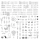 GEBETTER 3 Fogli Tatuaggi Semipermanenti Tatuaggi Temporanei Donna Scritta Frase Italiana Tatuaggi Finti, Trasferelli Adulti Uomo, Durata 1-2 Settimane, A base di Piante