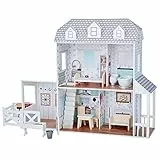 Teamson Kids La casa delle Bambole giganti di Olivia's Little World con mobili e Accessori, Grande casa delle Bambole di Fattoria in Legno con Stabile e 2 Livelli