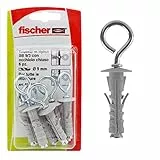 Fischer, 6 Tasselli SB 9/3 K con occhiolo chiuso, Universali per Il Fissaggio di Lampade, Specchi, Mobili su Muro e Cemento, 504443