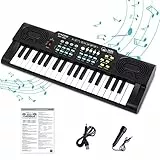 CACOE Pianola per Scuola Media o Bambini, Pianola Musicale Tastiera con 37 Tasti, Elettronica Tastiera Portatile Pianola Multifunzione, Mini Tastiera Music Giocattolo Educativo per Regalo, Nero