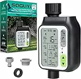 SOGUYI Timer Irrigazione con Sensore Ritardo Pioggia, Computer Irrigazione con 3 Programmi di Irrigazione,Programmatore Irrigazione a Batteria con Ampio Display LCD, Timer Irrigazione Giardino
