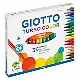 GIOTTO Turbo Color - Astuccio da 36 Pennarelli a Punta Fine, 2.8mm, Colori Intensi