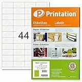 Etichette universali, adatte per Amazon FBA, 48,5 x 25,4 mm, autoadesive, colore bianco, stampabili, 1100 pezzi, 44/foglio, 4 x 11 file, 25 fogli DIN A4, 48 x 25 cm
