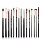 Jessup 15Pz Pennelli Trucco Professionale Set Occhi Trucco Pennello Ombretto Sfumature Manico in Legno Setole sintetiche-naturali Nero/Oro rosa T157