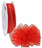C.E. Pattberg 502525-609 Nastro con Fiocco, Poliestere, Rosso, 25mm-25m