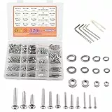 newlng 525pcs M3 M4 M5 M6 Set di Viti e Dadi e Ronde Bulloni e Dadi kit di Assortimento di Viti 304 in Acciaio Inossidabile Utilizzata per Casa, l'ufficio Prodotti Elettronici Industriali