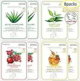 MEAROSA Maschera facciale coreana in fogli Cura della pelle Qualità premium Vitamina C Essenza di Collagene Pelle sensibile (confezione Varietà da 8 fogli)