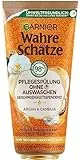 Garnier Balsamo per la cura senza lavaggio contro i capelli secchi, con argan e camelia per una maggiore lucentezza e morbidezza, veri tesori, 1 x 200 ml
