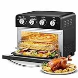 FOHERE Friggitrice ad Aria 23L Forno ad Aria Calda con Girarrosto e Disidratatore, Cottura Senza Olio, Interno Antiaderente, 6 Accessori e 100 Ricette, 1700W