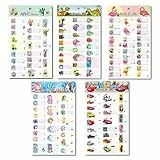 TIANLIN 5 Pezzi Nome Adesivi, Etichette Autoadesive, Adesivo Impermeabile del Nome per la Acuola, Etichette Colorate del Nome, per Contrassegnare Libri, Tazze D'acqua, Scatole per il Pranzo