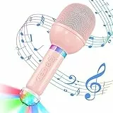 TONOR Microfono Karaoke per Bambini con Luci LED, Regalo Giocattoli per Bambini, Micro Wireless Portatile Cambia Voce, Funzione Eco, Altoparlante per Cantare, Compatibile con Android, iOS, PC, Rosa