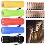 SPORWAY 5 pezzi torcia LED mini flashlight 3 modalità COB torcia con 15 batterie AAA, torcia portatile 5 colori con cordino portachiavi per scuola, sport, tempo libero, escursionismo, campeggio