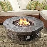 Teamson Home Giardino All'aperto Braciere a Gas, Stufa da Tavolo con Focolare, con Rocce Laviche e Copertura