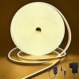 CCILAND Striscia al neon a LED da 10 m, 24 V, dimmerabile, 2700 K, colore bianco caldo, design fai da te, alta luminosità, ultra flessibile, impermeabile, per interni ed esterni, camera da letto,