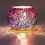 Larcenciel Portacandele, Porta Candele Vetro Candelabro Viola Candeliere Romantico, Porta Tealight con Gradiente, Porta Candele Moderno da Tavolo per Famiglia, Decorazione da Tavola, Matrimonio, Festa