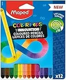 Maped - Matite colorate innovative COLOR'PEPS INFINITY – 12 pezzi – 100% mina colorata – non è necessario temperare – utilizzabile al 100% – morbido e molto piacevole sulla carta