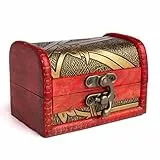 ELCORDONROSSO scatola legno piccolo con coperchio, scatola del tesoro, portagioie legno, scatola di legno, porta alleanze, scatola con lucchetto 9,5 x 6,5 x 6,5 x 6,5 cm (rosso)