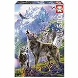 Educa - Wolves in the Rocks | Puzzle da 500 pezzi. Misura: 34 x 48 cm. Include colla FIX puzzle. Da 11 anni (19548)