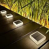 Lacasa Luci Solari Giardino, 4 Pezzi 30LM LED Lampada Solare da Esterno IP68 Impermeabile Luci per Sentieri Auto On/Off Luce Solare per Ponte Passo Vialetto Scale, Bianco Naturale 4000K Quadrato