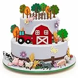 Haooryx Decorazioni per torta di compleanno con animali della fattoria, mini decorazioni per torte di compleanno con animali da cortile, fienile, mucca, pecore, fattoria, bomboniera a tema