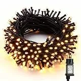 PhilzOps Catena Luminosa Natale Esterno, 240 LED 24M Luci Albero Di Natale Bianco Caldo Impermeabile 8 Modalità Stringa Luci Decorazione per Interno Casa Giardino Festive Festa, Filo Verde