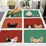 X-Labor Set di 6 tovagliette all'americana dal design moderno, in cotone e lino, 42 x 32 cm, motivo E