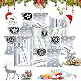 Bluelves 2021 Calendario Avvento,24 Scatole Avvento Calendario+8 Etichette,Calendario Dell'avvento,Calendari dell'Avvento Fai-da-Te,Sacchetto Regalo di Natale,Scatola a Cuscino Scatole Carta