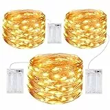 Gritin Luci Stringa, [3 Pezzi] 10M 100 LED Luci Natale Lucine Decorative Catene Luminose con Filo Rame Ghirlanda Luminosa Impermeabile per Camere Natale Interni e Esterni,Casa, Feste, Matrimonio