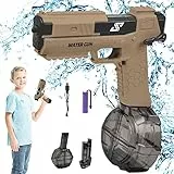 Pipihome Pistole ad Acqua Elettriche per Bambini, Pistole Giocattolo ad Acqua Ad Alta Capacità 434 + 58CC, Giocattolo per Feste In Spiaggia Estiva per Attività All'Aperto (Marrone)