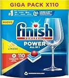 Finish Power All in 1 Pastiglie Lavastoviglie al Limone, 110 Capsule, pastiglie per lavastoviglie Pulizia Efficace ad Ogni Lavaggio