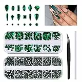 3120Pcs Kit di Gemme di Strass per Unghie Verdi EBANKU Nail Art Crystal Flatback Nail Jewel Gems Diamonds