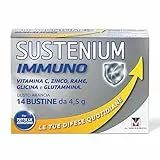 Sustenium Immuno - Integratore alimentare a base di Vitamine del gruppo B, C, Zinco e aminoacidi specifici. Per Energia e Difese immunitarie. Confezione da 14 bustine