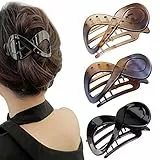 Kavya 3 Pcs Pinze Grandi per Capelli Fermaglio donna Elegante, Mollettone Antiscivolo, Francese Accessori Adatto a Ragazze