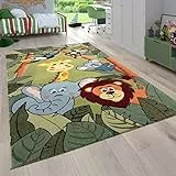 Paco Home Tappeto per Bambini Giungla con Animali Verde, Dimensione:140x200 cm