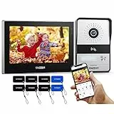 TMEZON Videocitofono Wifi 2 Fili, KIT Video Citofono Smart con App,7 pollici Monitor Touch Screen e Campanello Esterno con Telecamera Visione Notturna,APP/Carta RFID Unlock,Monofamiliare