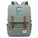 Borsa da scuola Serpeverde College, borsa per tablet zaino per laptop Harry Potter con porta di ricarica USB Unisex Verde chiaro