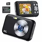 Macchina Fotografica Compatte 1080P, Fotocamera Digitale 44MP con Scheda 32GB, 2.4'LCD Fotocamera Compatta con 16X Digitale Zoom, Mini Ricaricabile Fotocamera Digitale per Bambini (Nero)