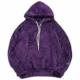 ZAFUL - Felpa con cappuccio da uomo in peluche, con tasca a marsupio, soffice, per autunno e inverno, viola., L